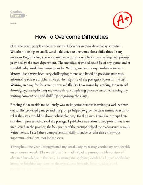 How To Overcome Difficulties In Life Essay Example 749 Words