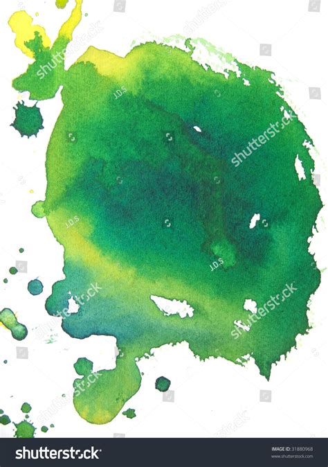 Green Yellow Abstract Watercolor Background Stock Photo