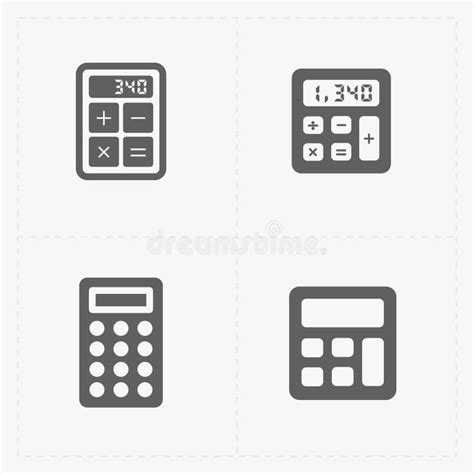Vector Black Calculator Icons Set Stock Vector Illustration Of