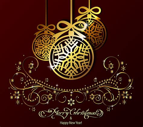 Merry Christmas Abstract Christmas Gold Holiday Red Vector Hd