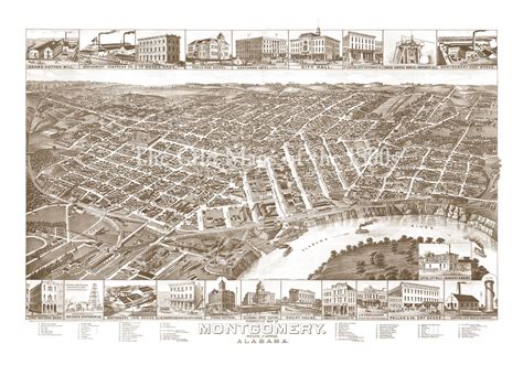 Sepia Toned Fine Art Map Of Montgomery Alabama In 1887