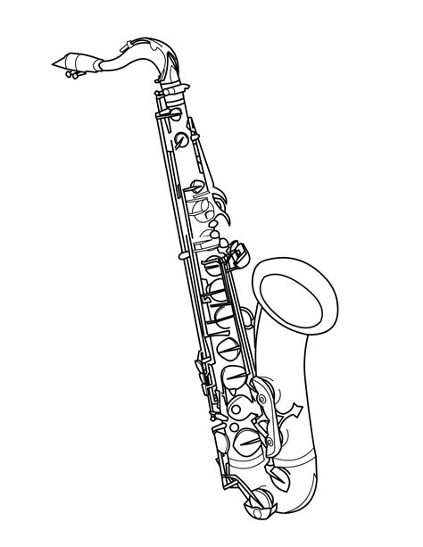 saxophone drawing sketch coloring page