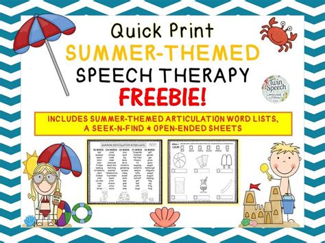 Summer Speech Therapy Carryover Activities Linky Speech Therapy