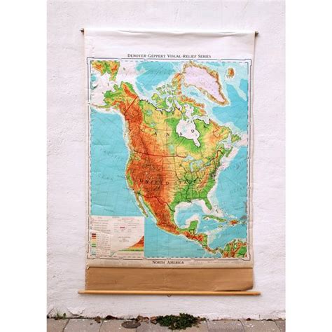 School Map Of North America Denoyer Geppert Visual Relief Etsy