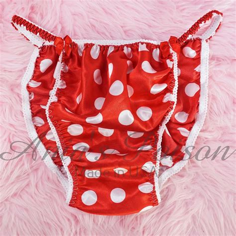 Sissy Satin Panties Anias Poison Red Polka Dot Mini Mouse Style Shiny Polyester