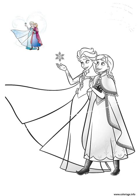 Coloriage elsa et anna amour famille reine des neiges  JeColorie.com