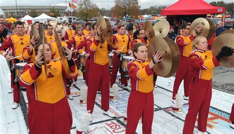The Iowa State Marching Band Performs In The Jack Trice Stadium Parking