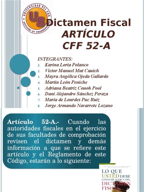 Dictamen Fiscal 52 A Del Cff Pdf Contador Auditoría Financiera