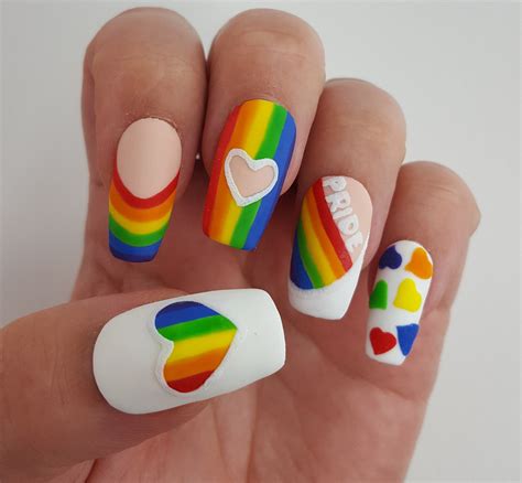 Hand Painted Pride Lgbt Press On Nails Set Glue On Nails Etsy