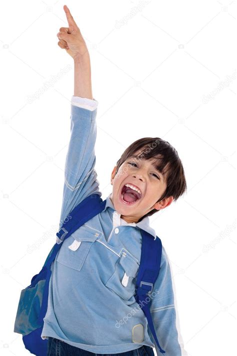 Young School Boy Excitingly Shouts — Stock Photo © Get4net 2277604