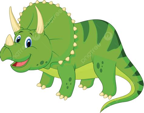 Dinosaurio Triceratops Dibujos Animados Reptil Feliz Aislado Vector Png