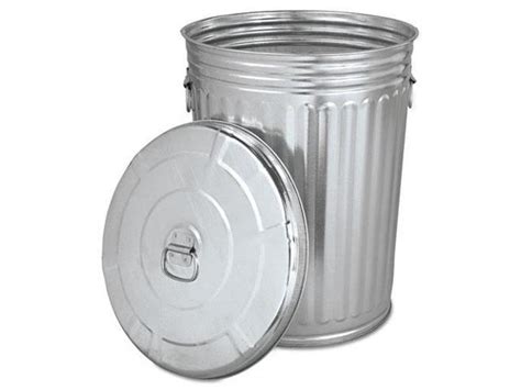 Pre Galvanized Trash Can With Lid Round Steel 20 Gal Gray