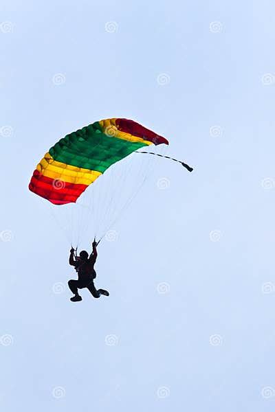 Parachutist Demonstrates Jumping From Airplane Stock Photo Image Of