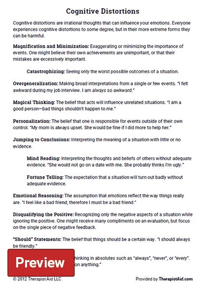 Cognitive Distortions Worksheet Pdf Tutoreorg Master Of Documents