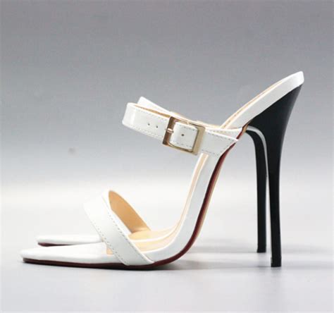 Sexy Very High Heel Strappy Mules Patent Buckle Sandals Fetish Uk4 14