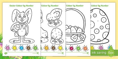 (original artwork drawn by sara murphy and final digital resources created by stuart murphy.) easter mark making/writing/drawing sheets. EYFS Easter Colour by Number (teacher made)