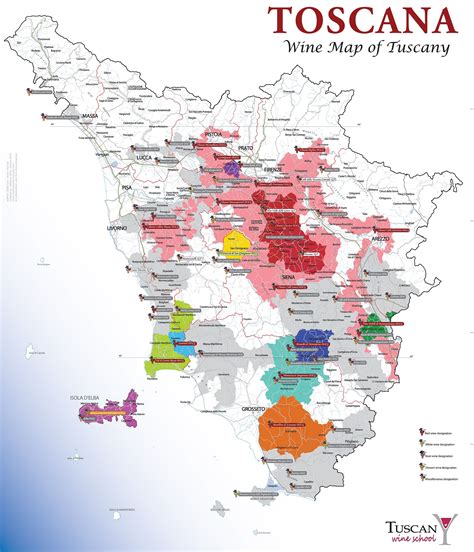 See Our Own Produced Wine Map With The Tuscan Wine Regions Wine Map