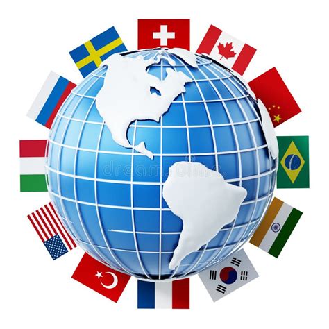 International Country Flags On The Globe Stock Illustration