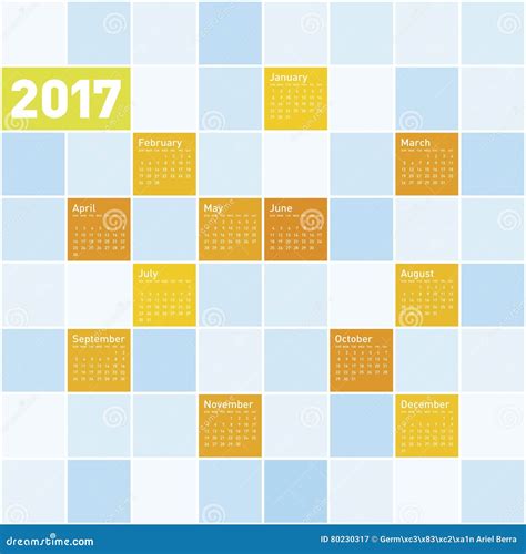 Colorful Calendar For Year 2017 Stock Vector Illustration Of Planner