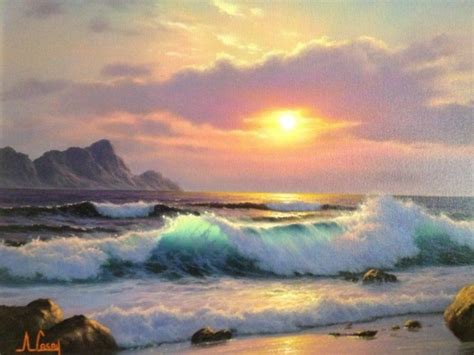 Original Painting Pink Sunset 1997 By Anthony Casay Seascapes Art
