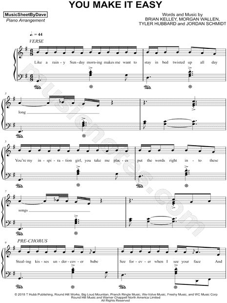 Musicsheetbydave You Make It Easy Sheet Music Piano Solo In G Major
