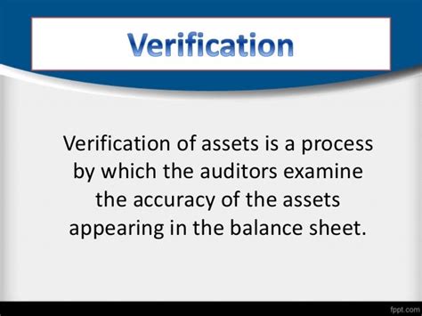 Verification Of Assets