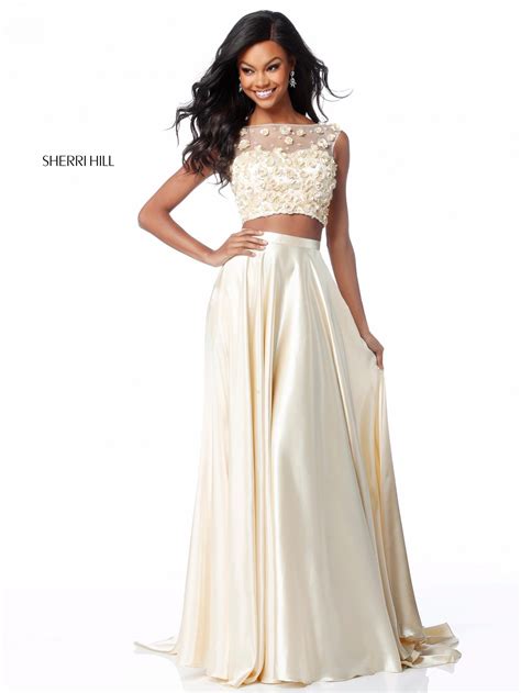 Sherri Hill 51863 Floral Satin Two Piece Gown Sherri Hill Prom Dresses