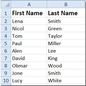 The name of the passport holder should appear first and the surname should appear next. How to quickly combine the first and last names in one ...
