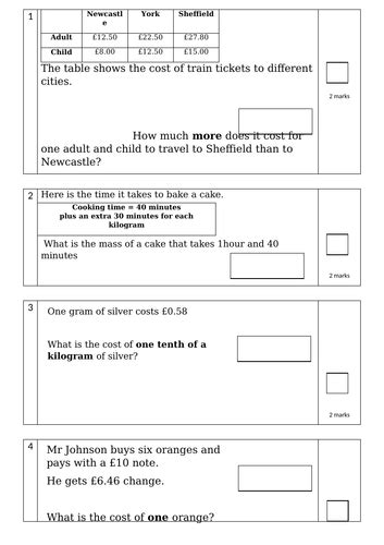 Y6 Sats Revision Questions Teaching Resources