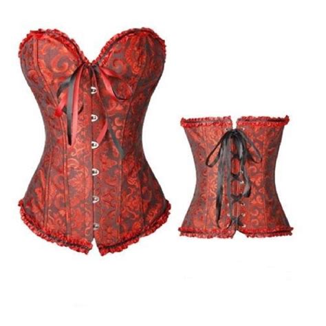 women sexy bustier boned corset burlesque basque lace up rouge lingerie s 6xl ebay