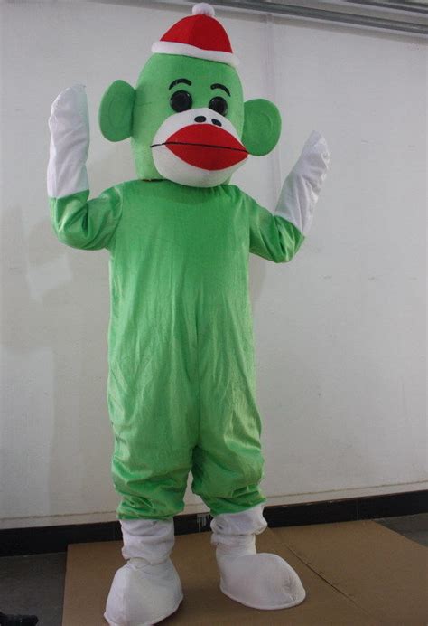 Hot Sale Professional Mascot Costume Adult Size Fancy Sock Green Monkey
