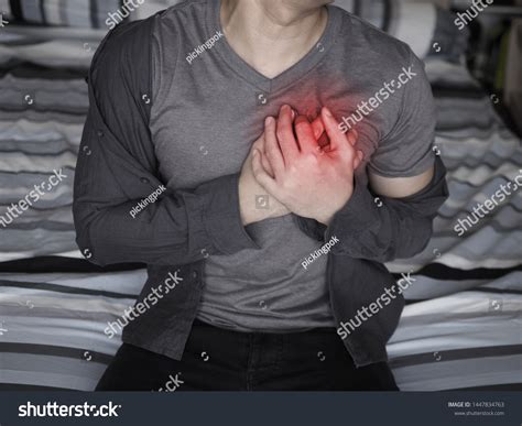 Severe Heartache Man Suffering Chest Pain Foto De Stock 1447834763