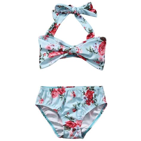 Buy 2017 Cute Flowers Sailor Child Bikini Swimsuit