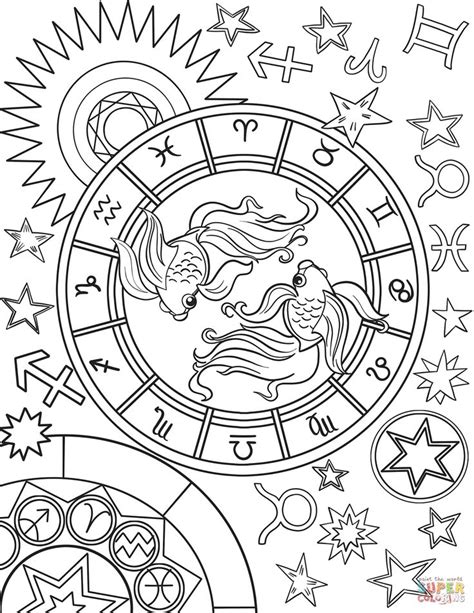 Pisces Zodiac Sign Coloring Page Free Printable Coloring Pages