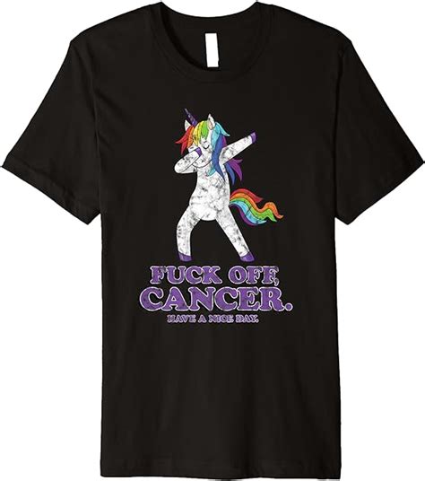 Fuck Off Cancer Funny Unicorn Premium T Shirt Clothing Shoes And Jewelry