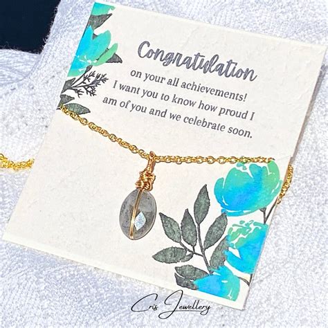 Congratulation Gem Necklace On Card Meaningful T Fro Women Etsy