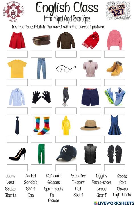 Ejercicio Online De Clothes Para Primero De Secundaria English