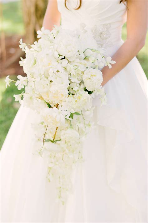 Cascading Ivory Peony And Orchid Bouquet