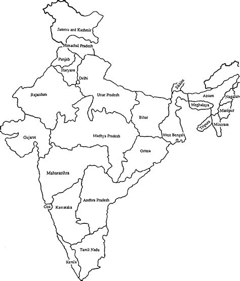 coloring page of india with state names | India map, Map outline, Political map