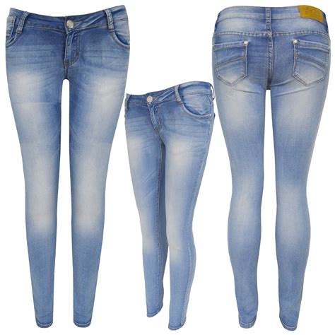 Womens Ladies Stretch Faded Ripped Slim Fit Skinny Denim Jeans Size Uk