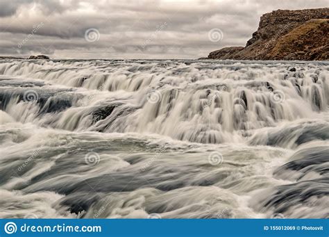 Gullfoss Waterfall Located In Canyon River Southwest Iceland River