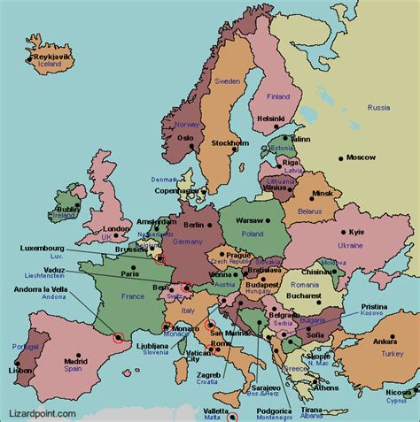Map Of Europe And Its Capitals Zip Code Map