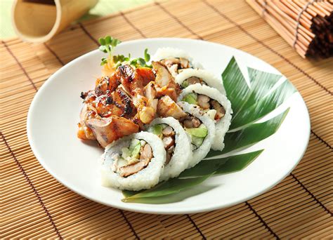 The topping with soft avocado adds a real twist to the texture and flavour of this sushi roll. Chicken Teriyaki Roll ‹ Yokozuna Japanese Restaurant ...