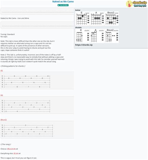 Chord Naked As We Came Tab Song Lyric Sheet Guitar Ukulele