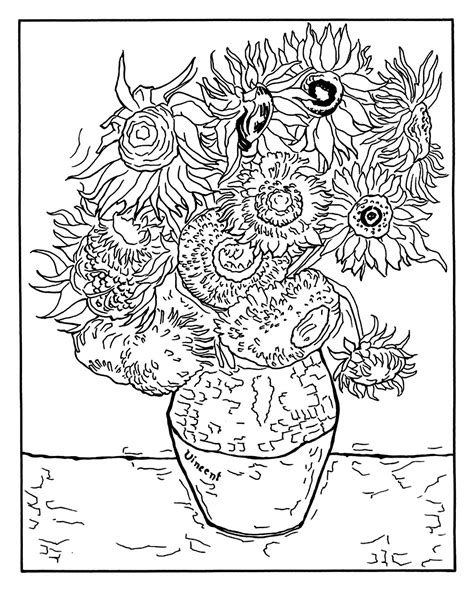 Van Gogh coloring page to print - Vincent Van Gogh Coloring Pages for Kids