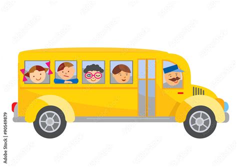School Bus Cartoon Cartoon Of Yellow School Bus With Children Vector