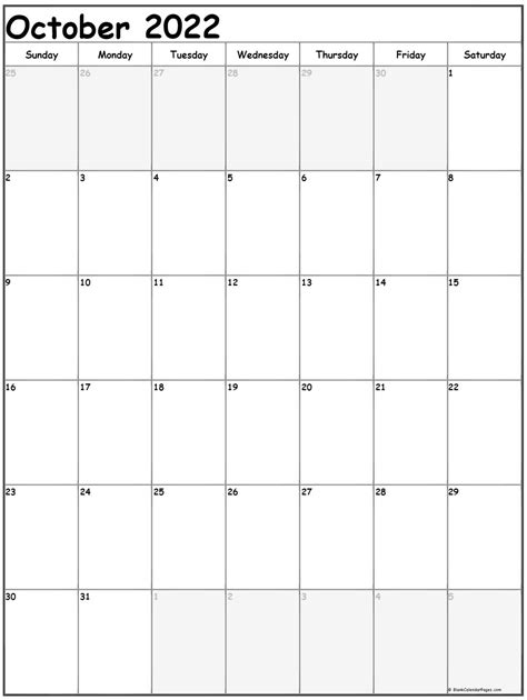 Free Printable October 2022 Calendar Calendar Printables Free Blank