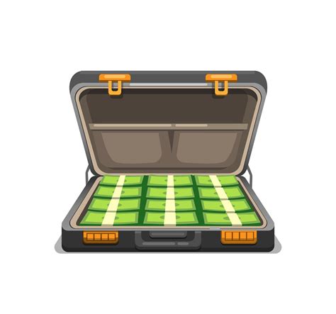 Briefcase Full Of Cash Money Symbol Concept In Cartoon Illustration