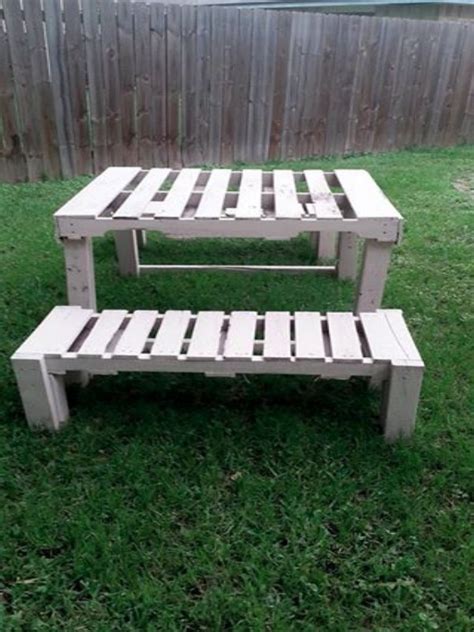 See more ideas about picnic table, picnic, table. Pallets Outdoor Picnic Table with Benches | Pallet Ideas