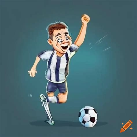 Cartoon Illustration Of A Football Goal Celebration